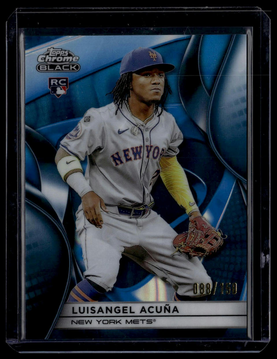 2025 Topps Chrome Black #53 Luisangel Acuña Blue Lava Refractors #/150