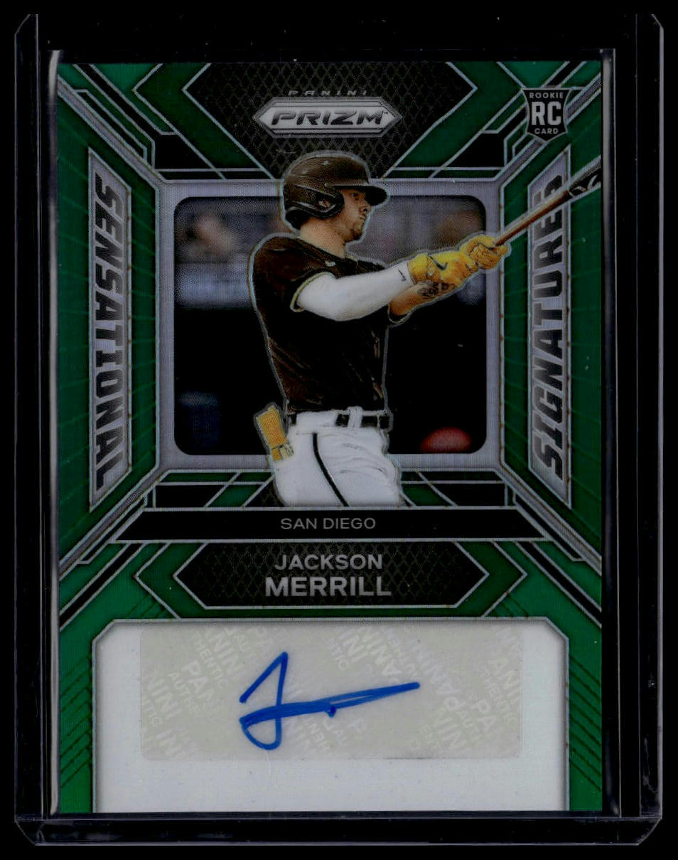 2024 Panini Prizm #SS-JM Jackson Merrill Sensational Signatures Green Prizms