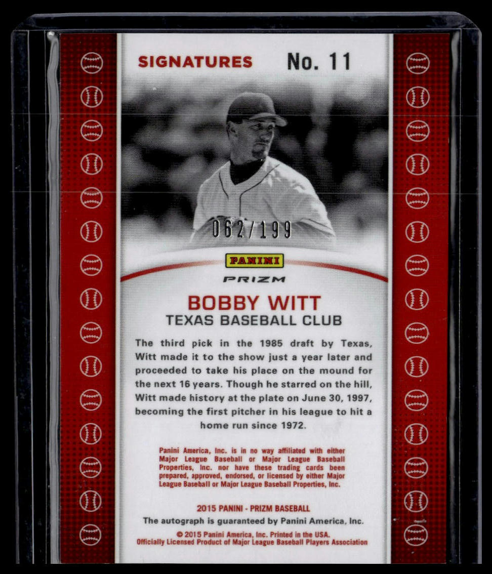 2015 Panini Prizm #11 Bobby Witt Baseball Signatures Prizm Camo #/199