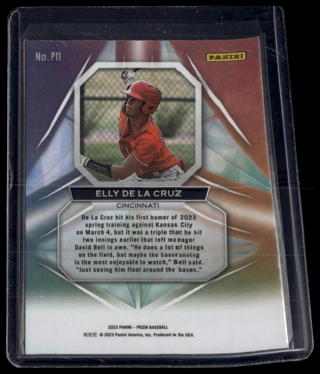 2023 Panini Prizm #P11 Elly De La Cruz Prizmatic