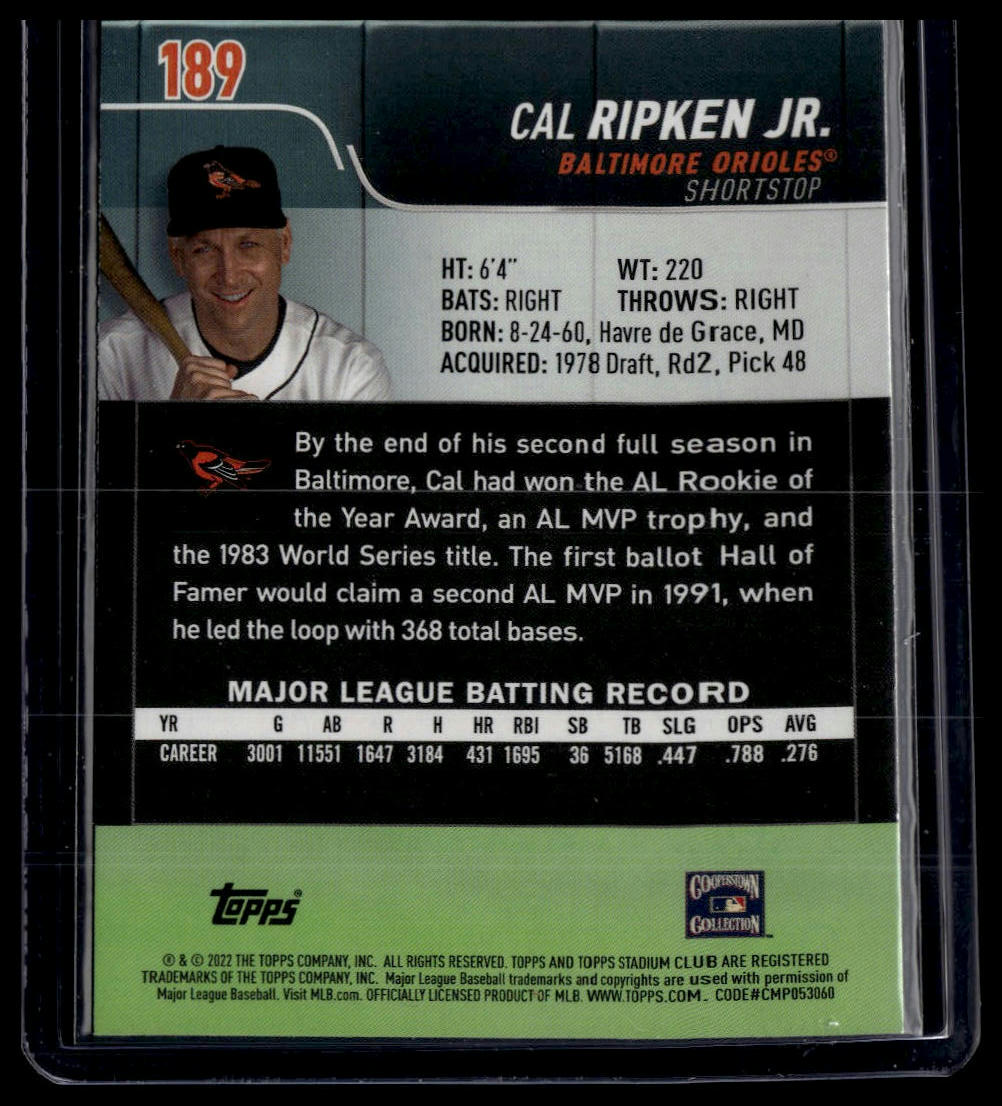 2022 Stadium Club #189 Cal Ripken Jr. Red Foil