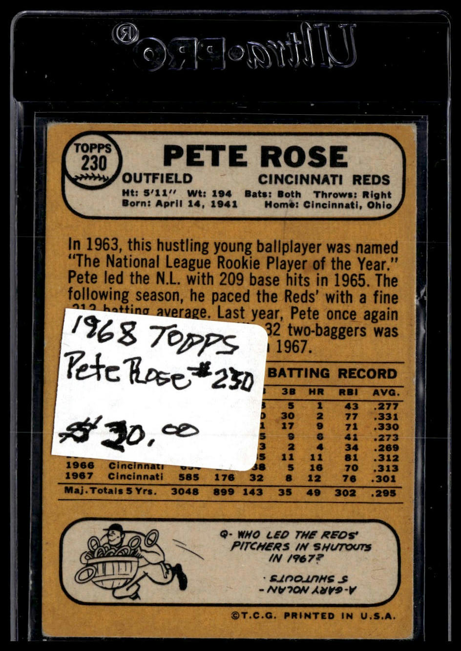 1968 Topps #230 Pete Rose