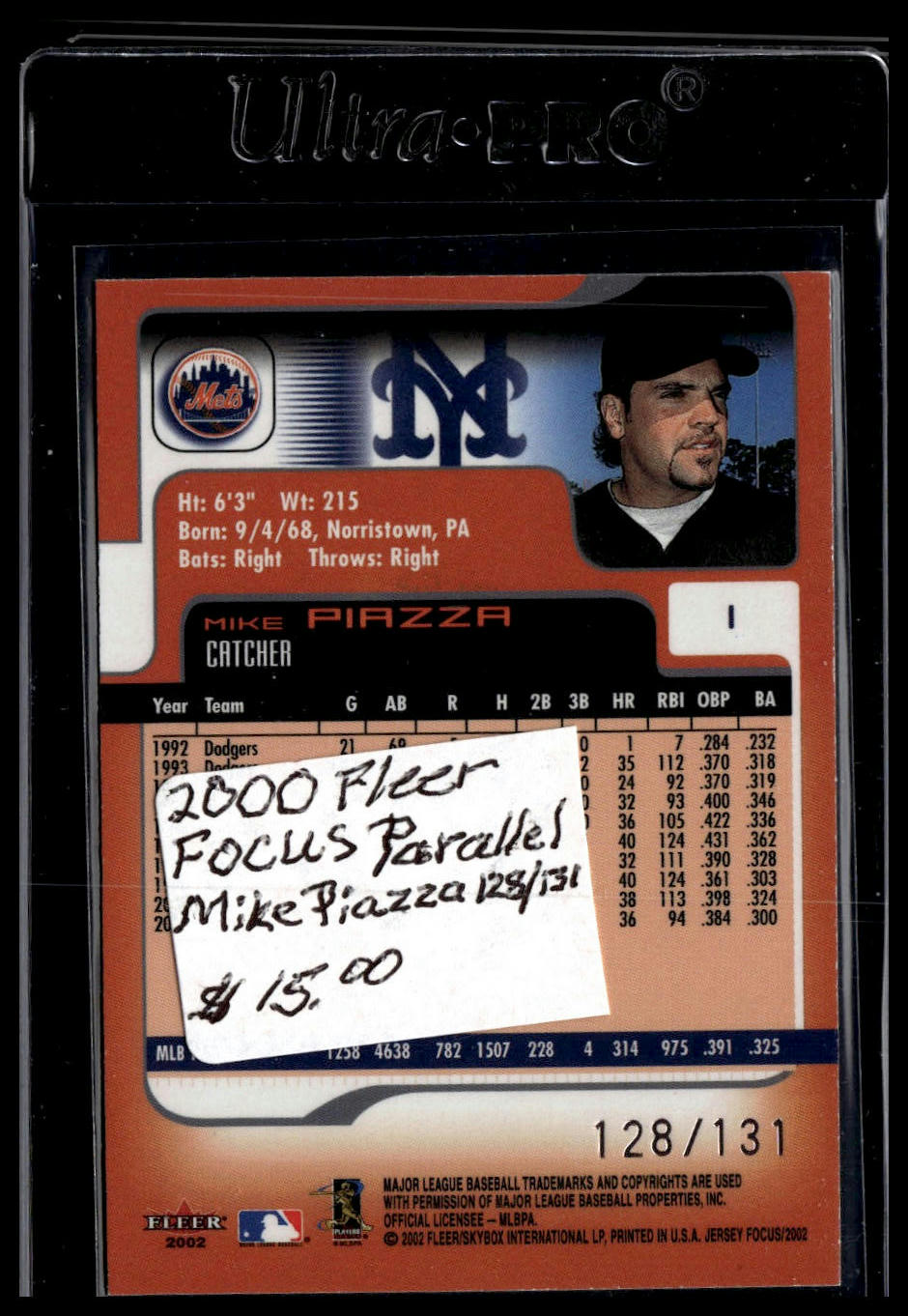 2002 Fleer Focus Jersey Edition #1 Mike Piazza Century Parallel #/131