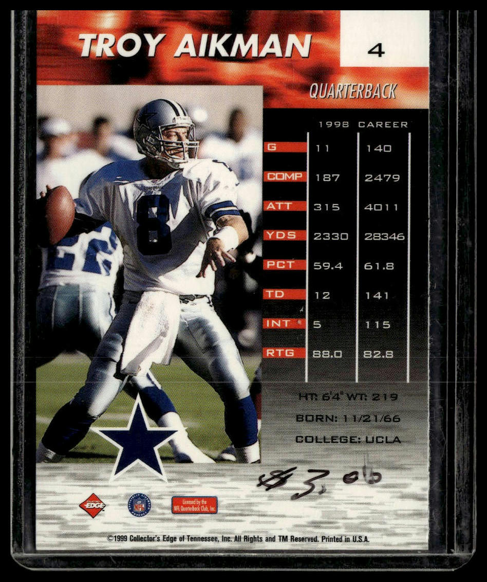 1999 Collector's Edge Fury #4 Troy Aikman Gold Ingot