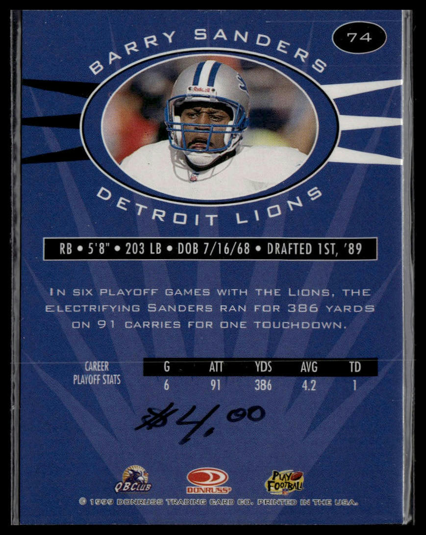 1999 Donruss Preferred QBC #74 Barry Sanders