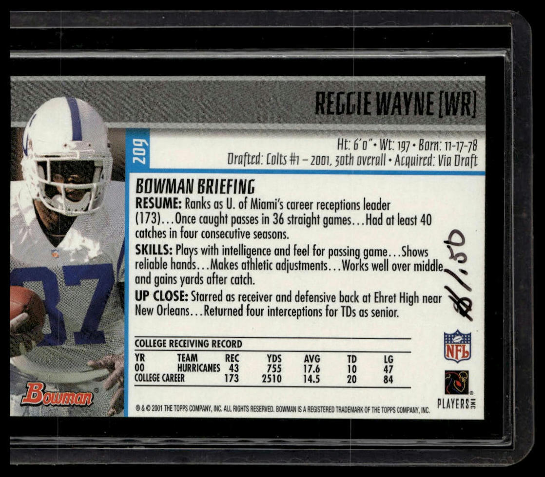 2001 Bowman #209 Reggie Wayne