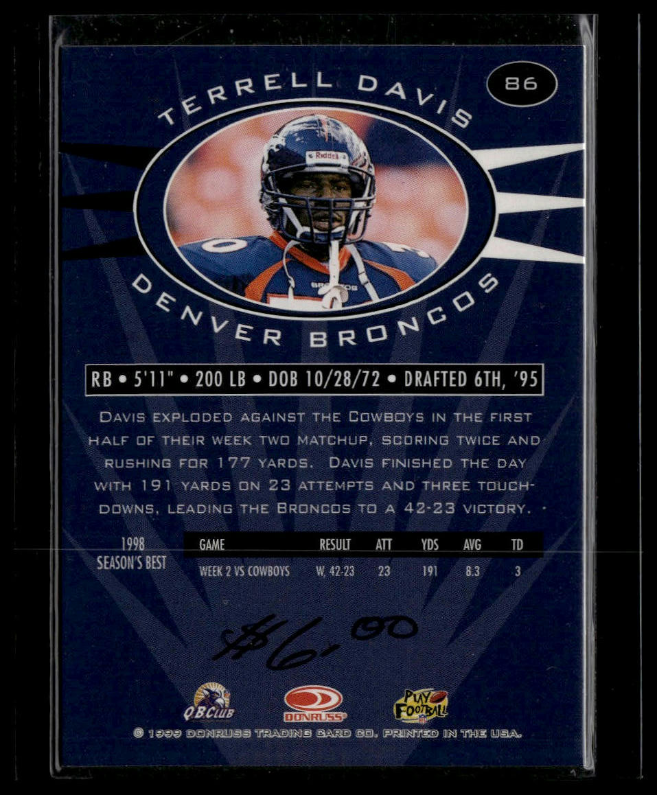 1999 Donruss Preferred QBC #86 Terrell Davis