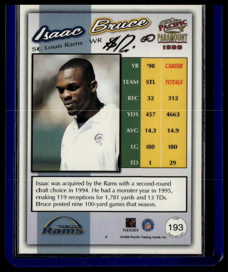 1999 Pacific Paramount #193 Isaac Bruce HoloGold #/199
