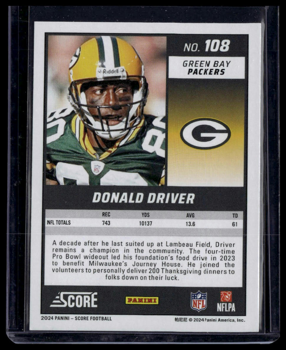 2024 Score #108 Donald Driver Extraterrestrial
