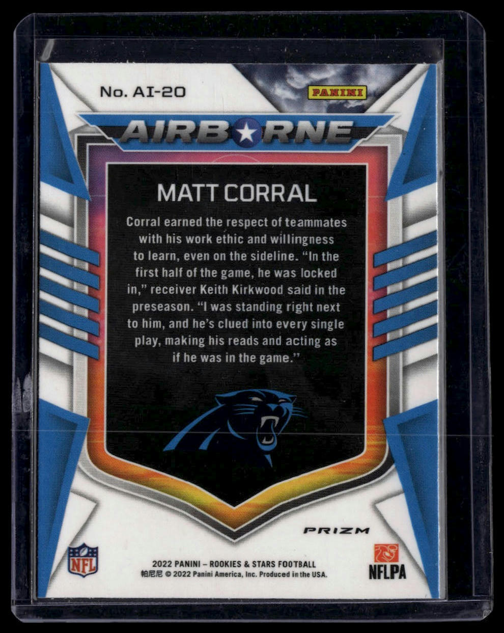 2022 Panini Rookies & Stars #AI-20 Matt Corral Airborne Silver
