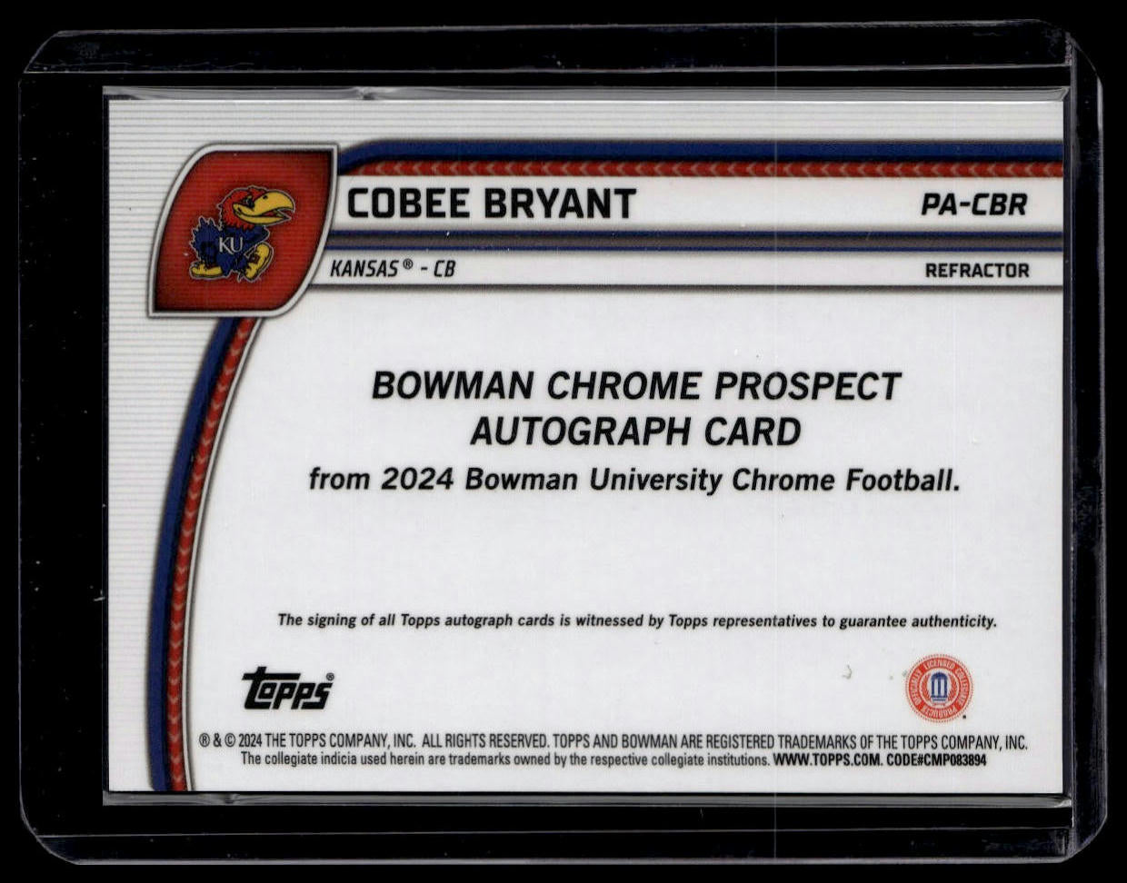 2024 Bowman U Chrome #PA-CBR Cobee Bryant Auto Refractor /299