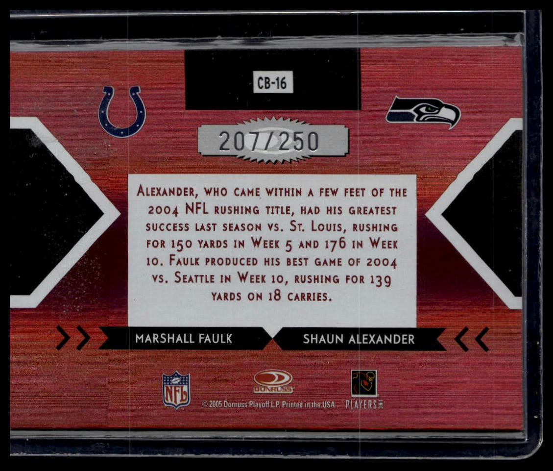 2005 Donruss Elite #CB-16 Faulk / Alexander SN250 Face 2 Face Red #/250