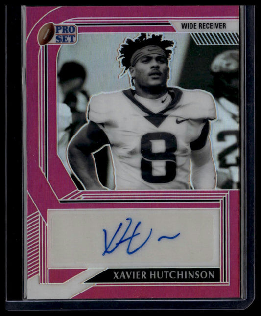 2022 Pro Set Metal #BW-XH1 Xavier Hutchinson B & W Autographs Pink /25