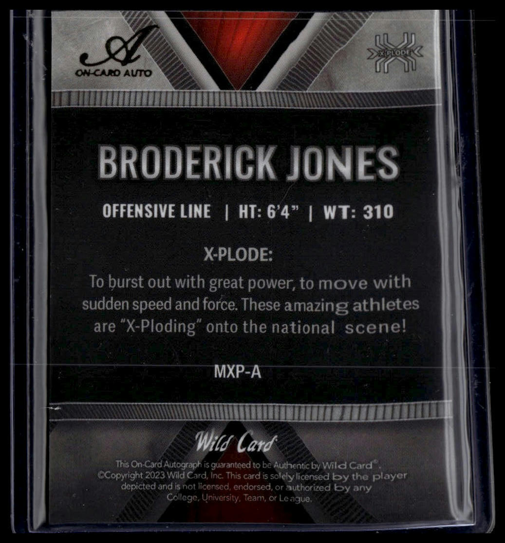 2023 Wild Card Matte - Xplode Red/Silver #MXP-A Broderick Jones #/4