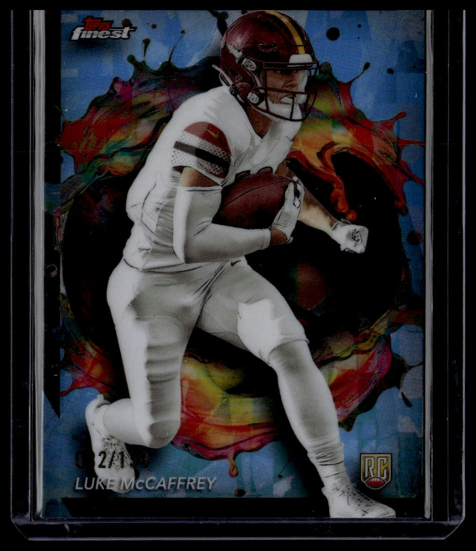 2024 Finest #264 Luke McCaffrey Sky Blue Refractor #/150