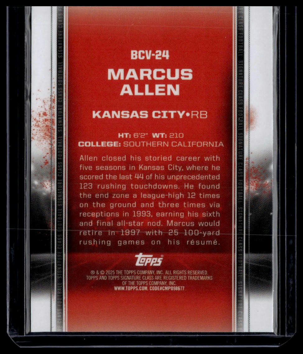 2024 Topps Signature Class #BCV-24 Marcus Allen Variation Teal Refractor /225