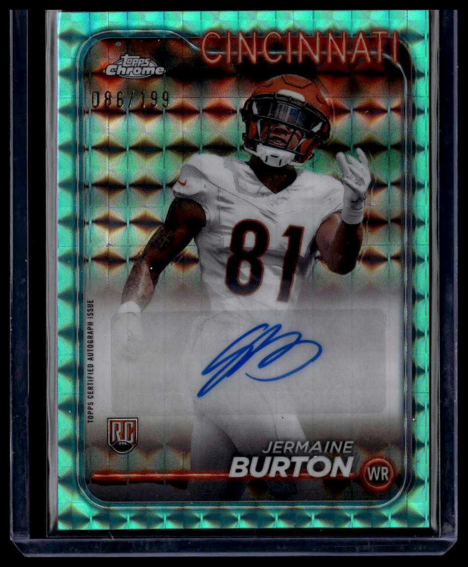 2024 Topps Chrome #RA-JB Jermaine Burton Autographs Aqua Geometric Ref /199