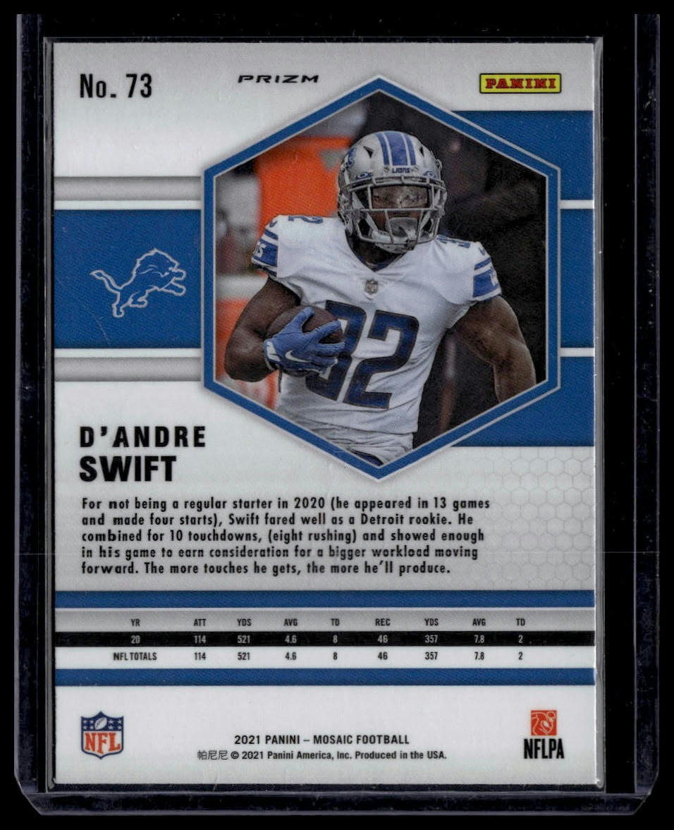 2021 Panini Mosaic #73 D'Andre Swift Prizm Reactive Orange