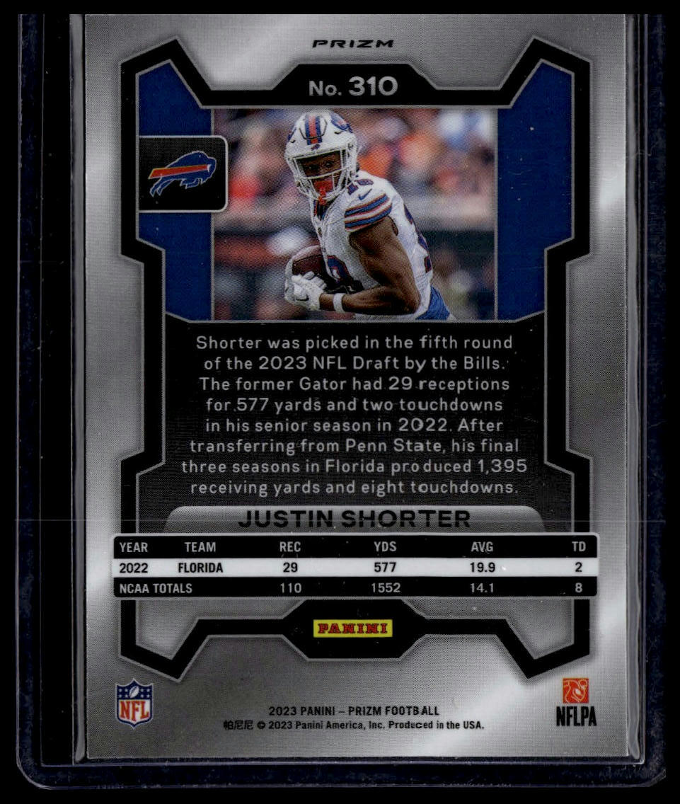2023 Panini Prizm #310 Justin Shorter Lazer