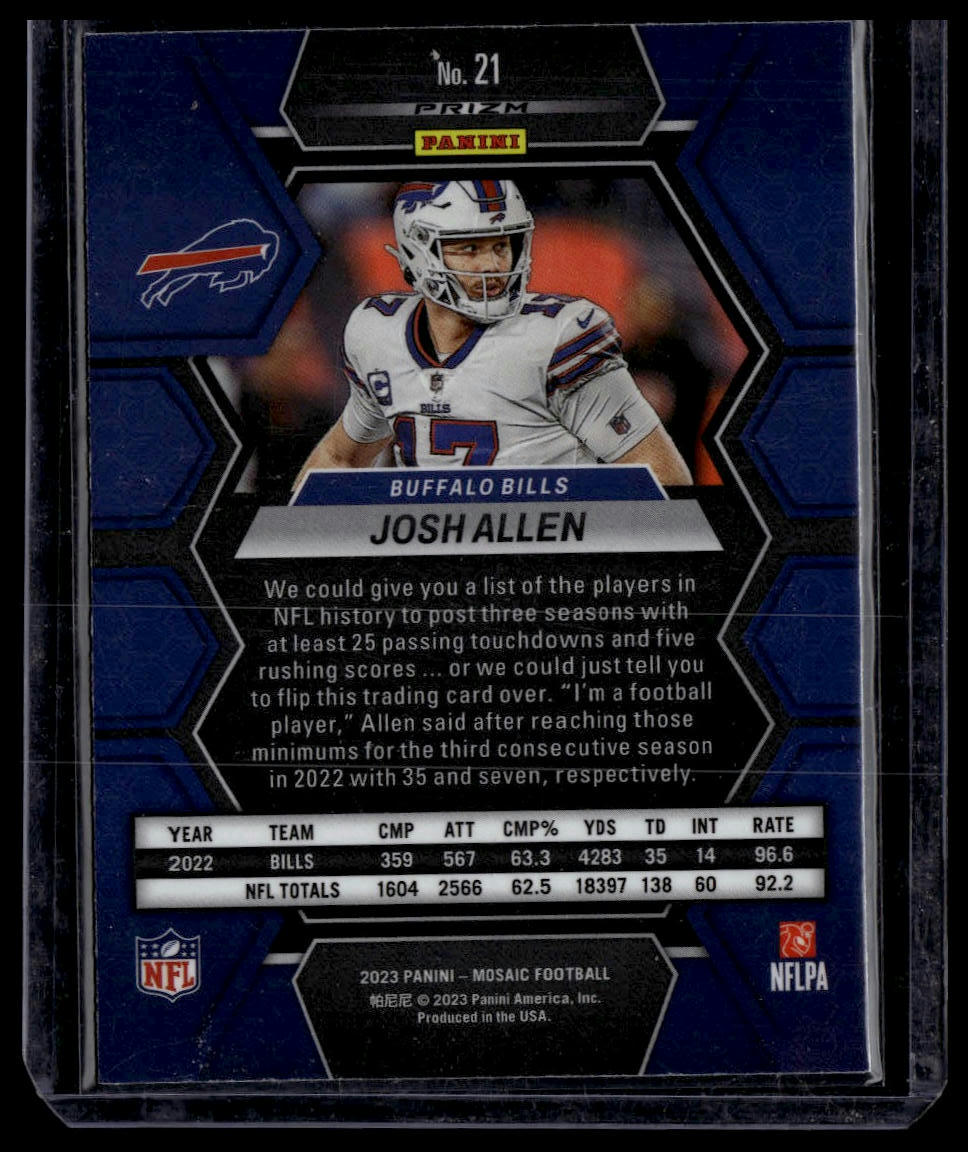 2023 Panini Mosaic #21 Josh Allen Green Mosaic