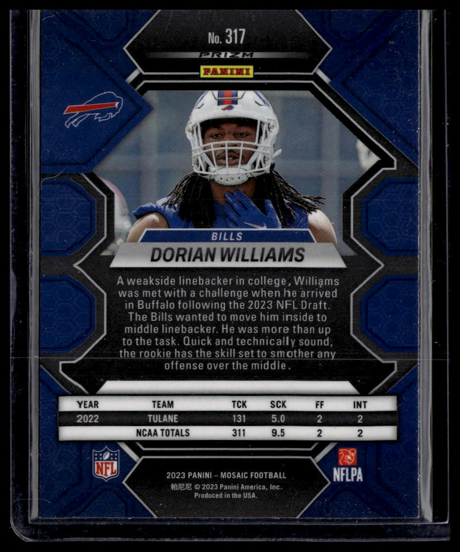 2023 Panini Mosaic #317 Dorian Williams Reactive Yellow Mosaic