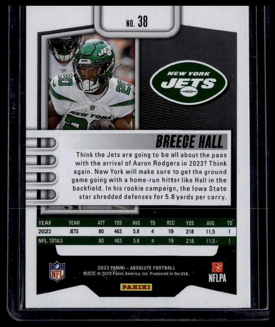 2023 Panini Absolute #38 Breece Hall Blue