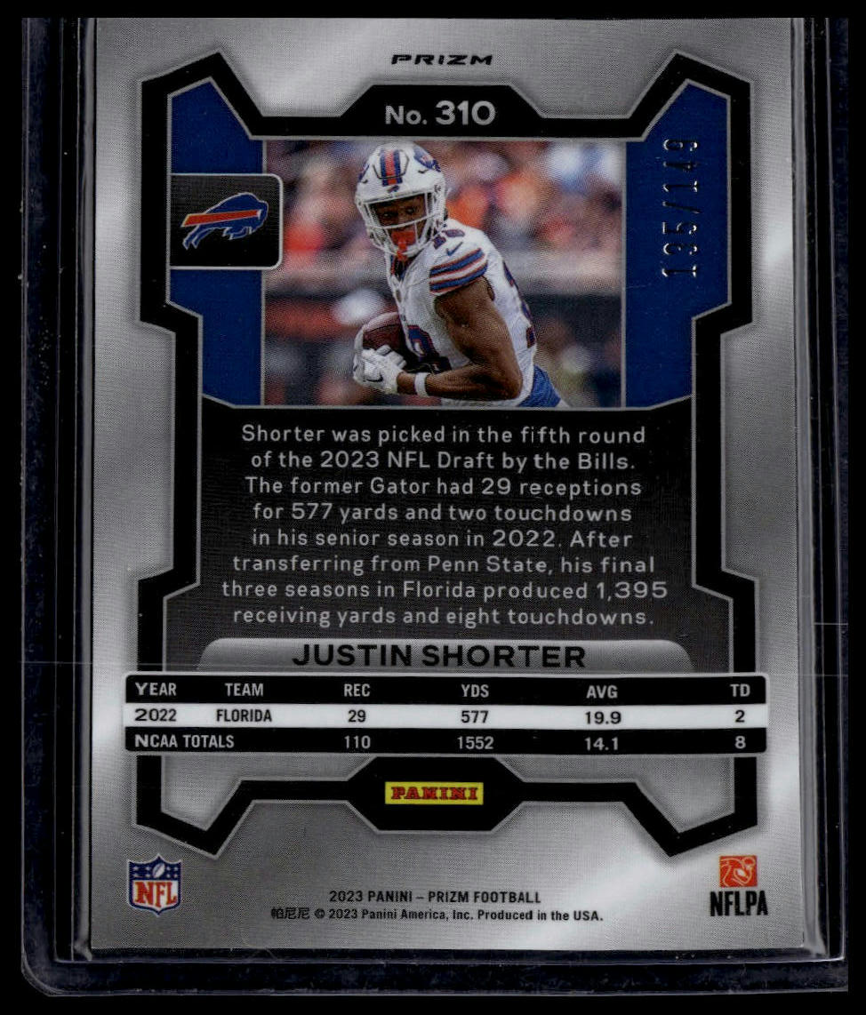 2023 Panini Prizm #310 Justin Shorter Red Wave #/149