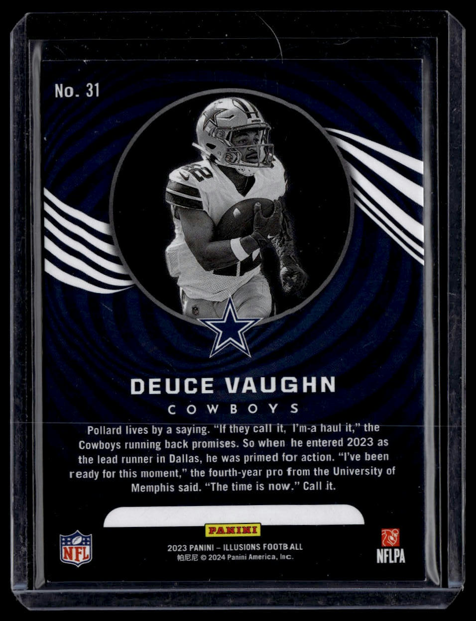 2023 Panini Illusions #31 Deuce Vaughn Yellow Diamond Trophy Collection #/299