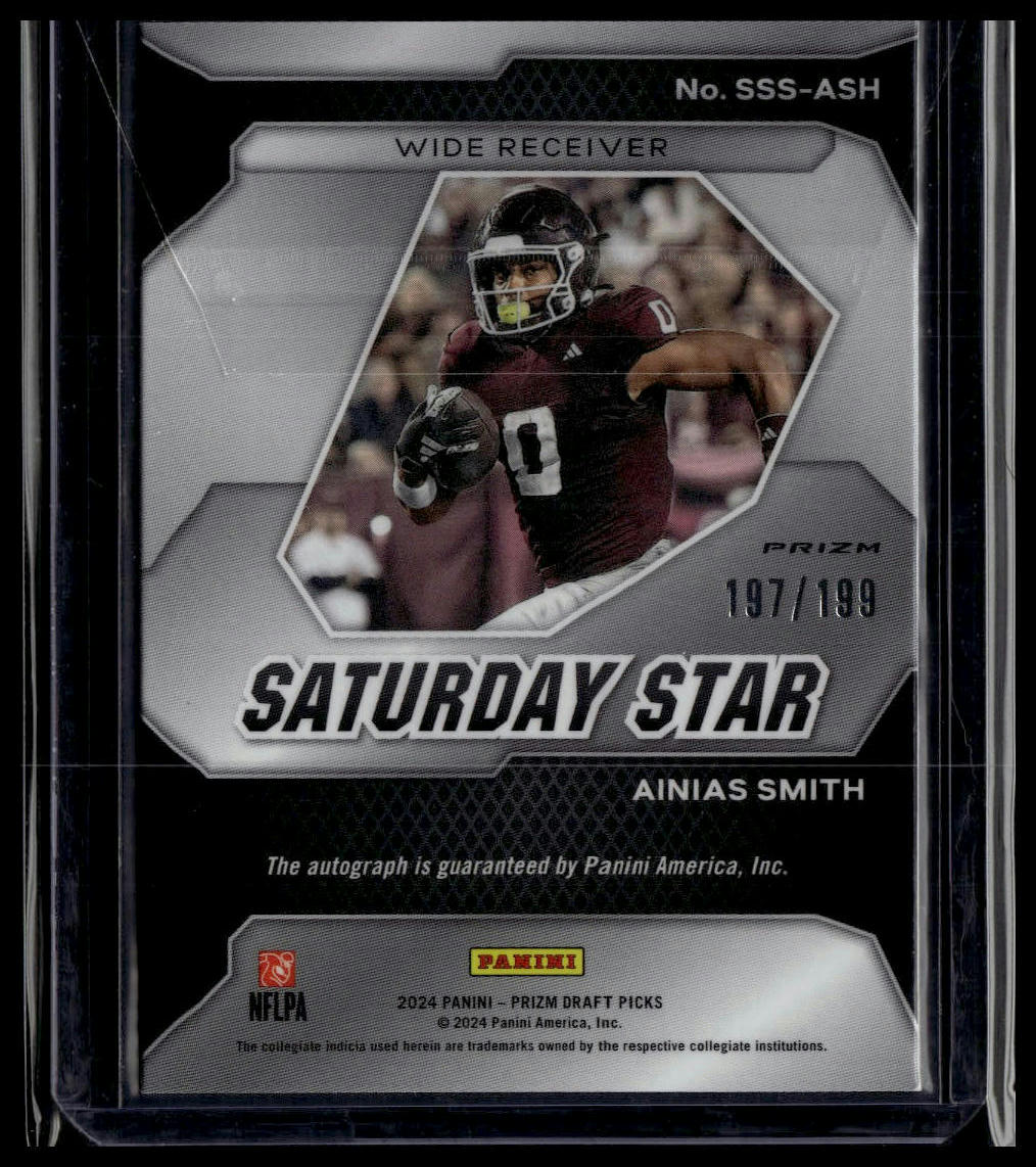 2024 Panini Prizm Draft #SSS-ASH Ainias Smith Saturday Star Signatures Red /199
