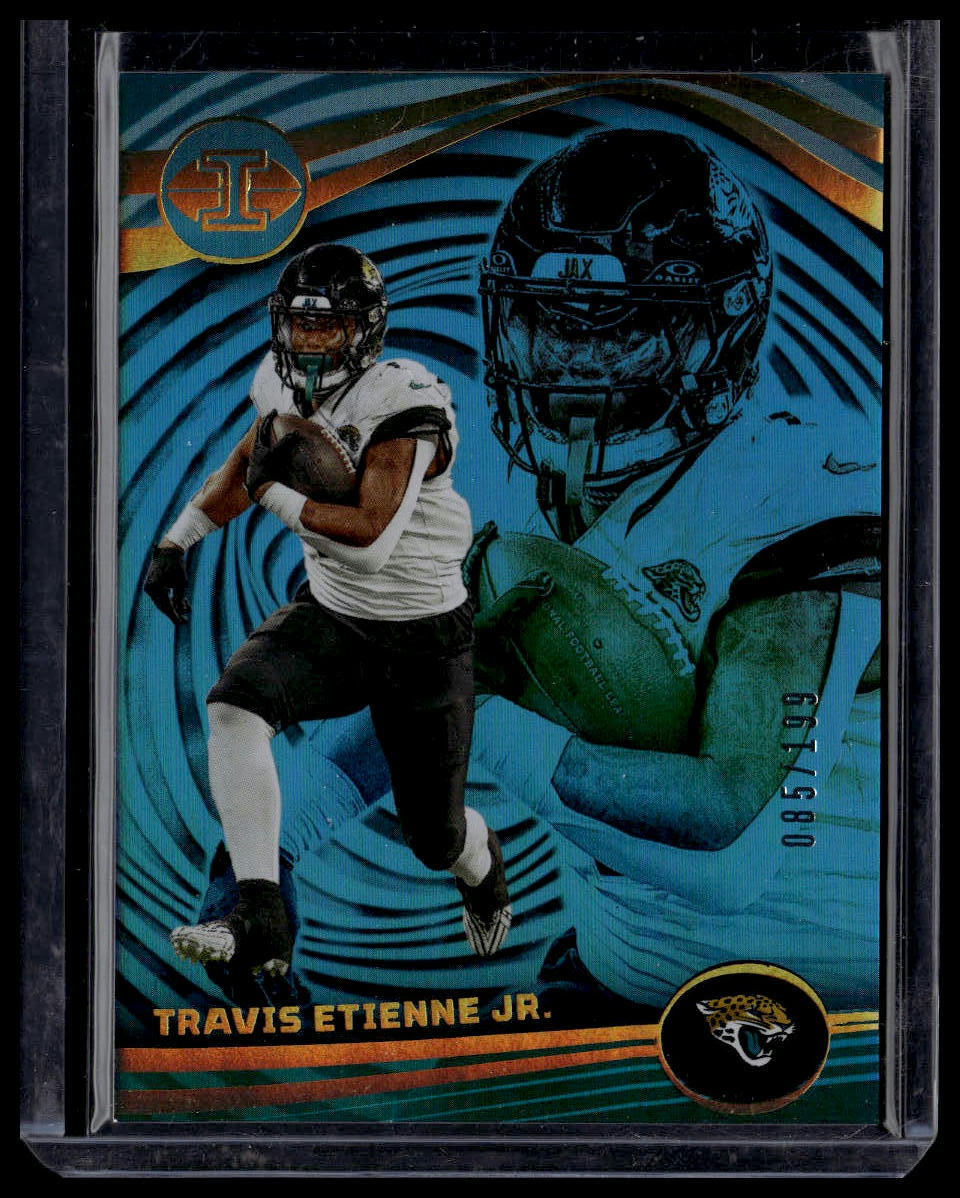 2023 Panini Illusions #50 Travis Etienne Jr. Light Blue Trophy Collection #/199