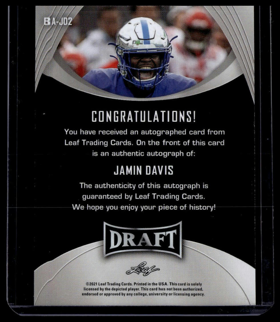 2021 Leaf Draft #BA-JD2 Jamin Davis Autographs