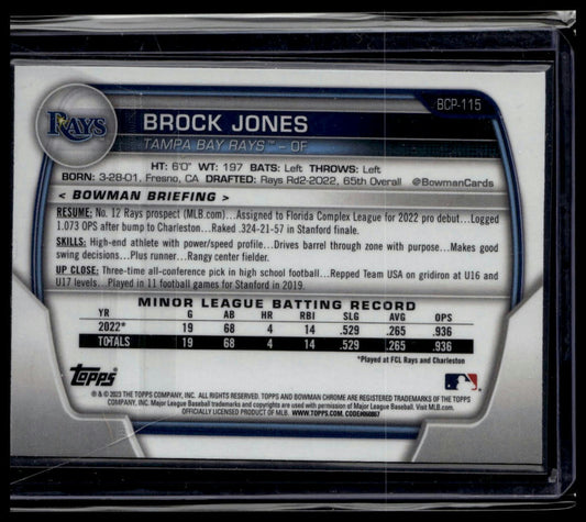 2023 Bowman #BCP-115 Brock Jones Chrome Prospects Mojo Refractors