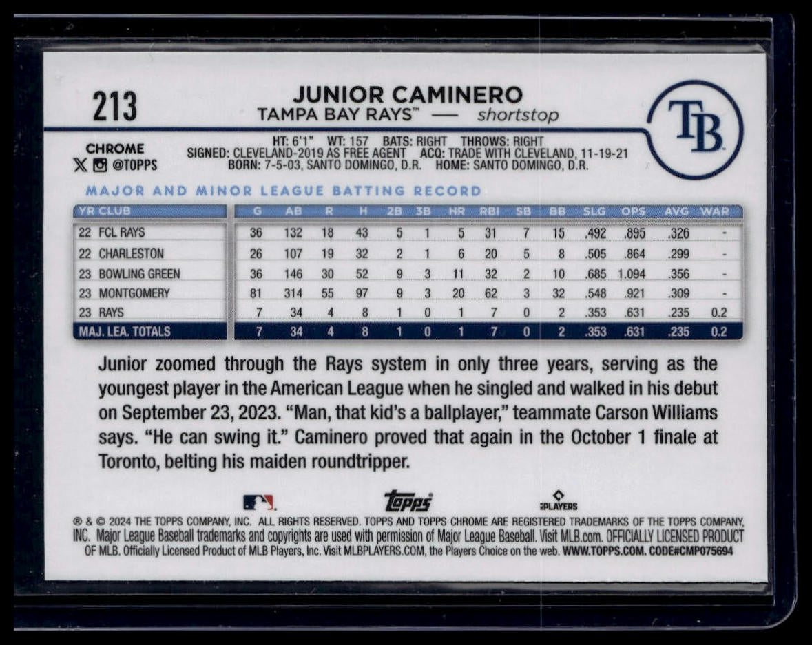 2024 Topps Chrome #213 Junior Caminero