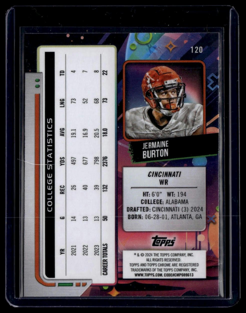 2024 Topps Chrome Cosmic #120 Jermaine Burton