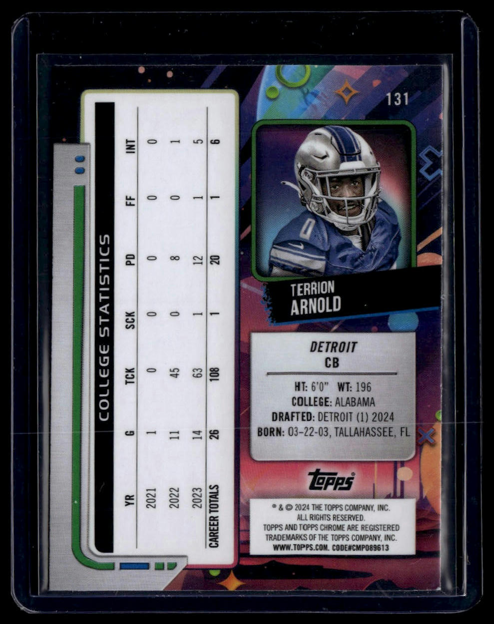 2024 Topps Chrome Cosmic #131 Terrion Arnold