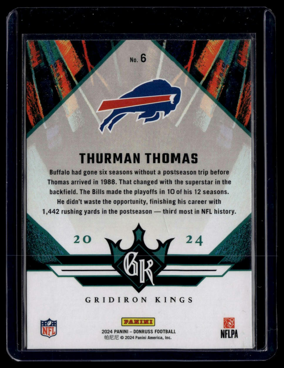 2024 Donruss #6 Thurman Thomas All-Time Gridiron Kings
