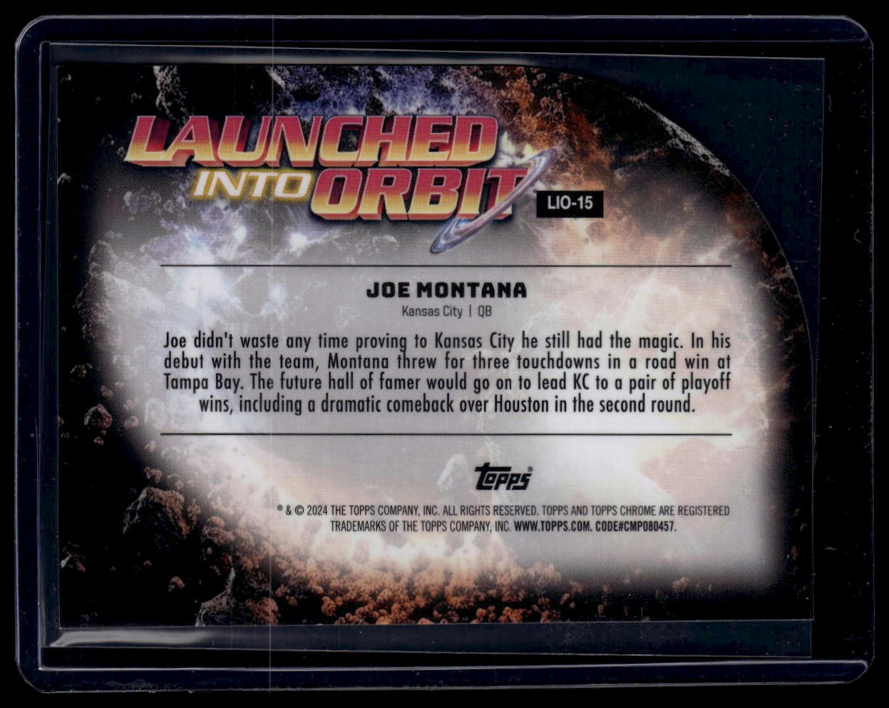 2024 Topps Chrome Cosmic #LIO-15 Joe Montana Launched Into Orbit