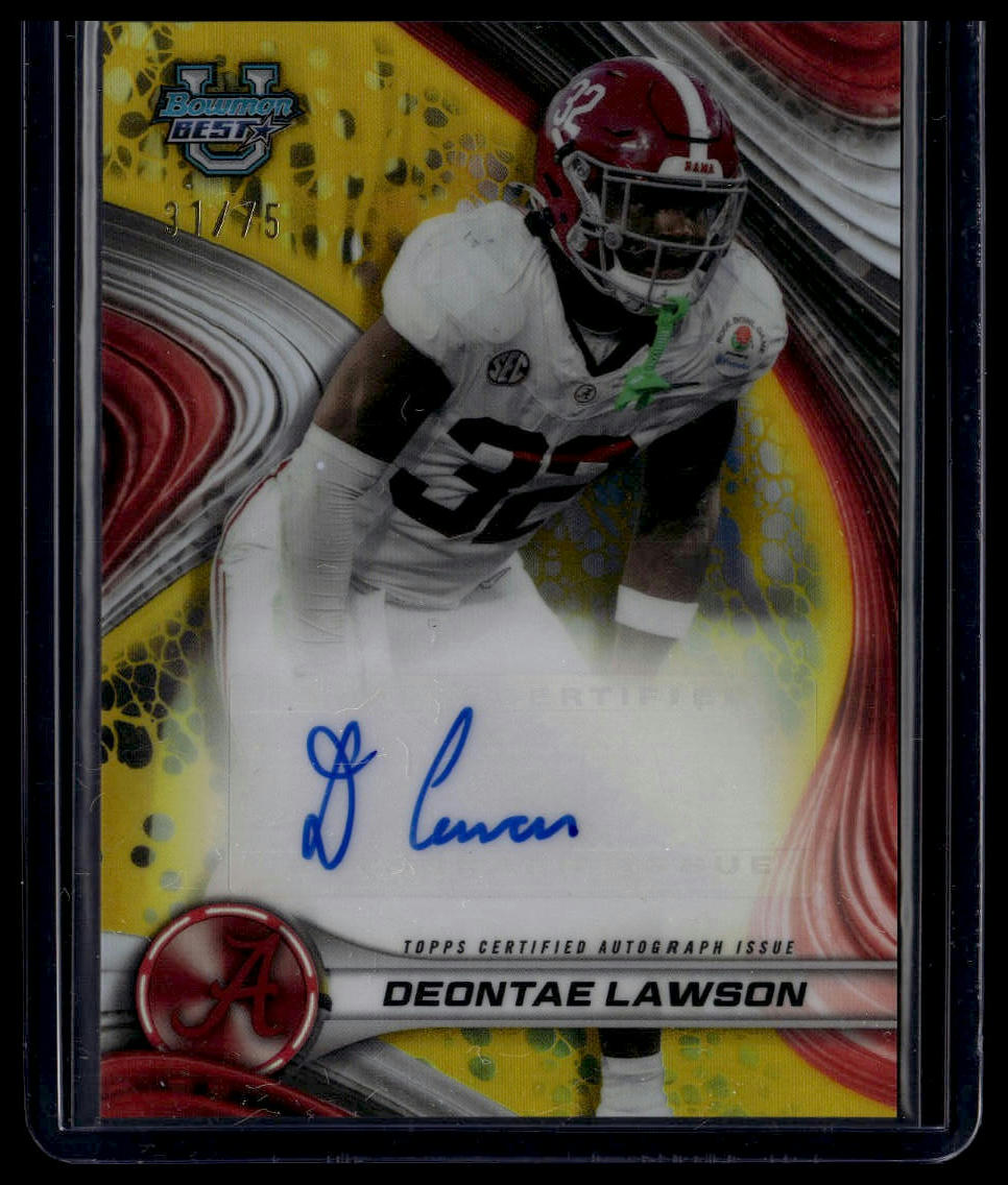 2024 Bowman U Best #BOA-DLA Deontae Lawson Autographs Yellow Refractor /75