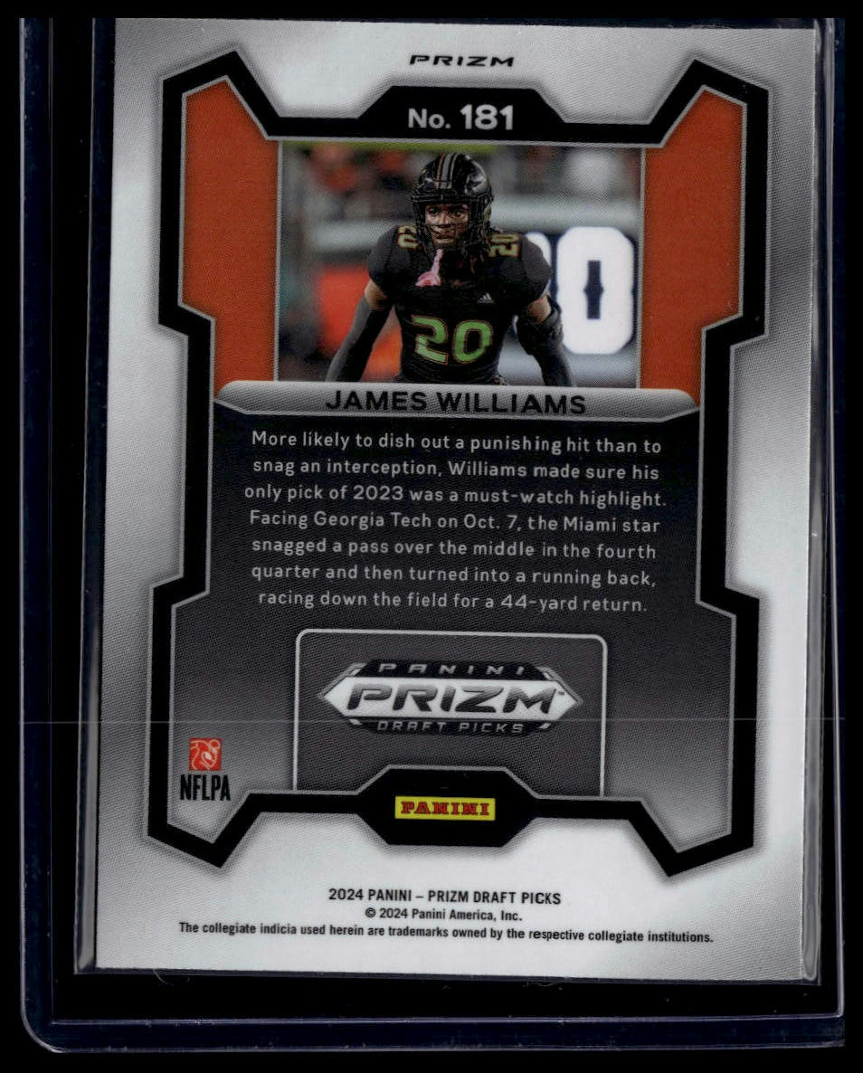 2024 Panini Prizm Draft Picks #181 James Williams Red Ice
