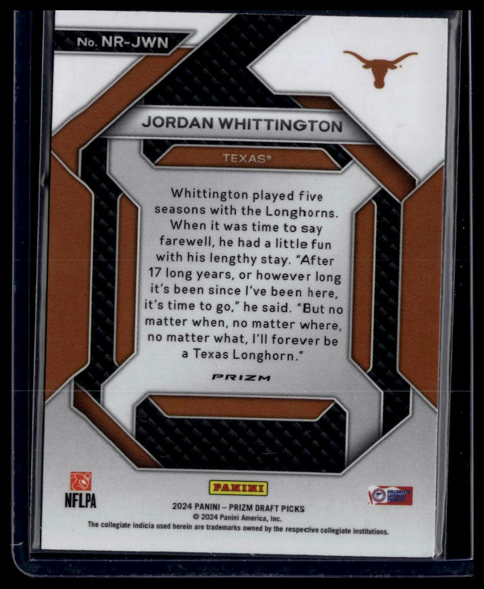 2024 Panini Prizm Draft Picks #NR-JWN Jordan Whittington New Recruits Red Ice