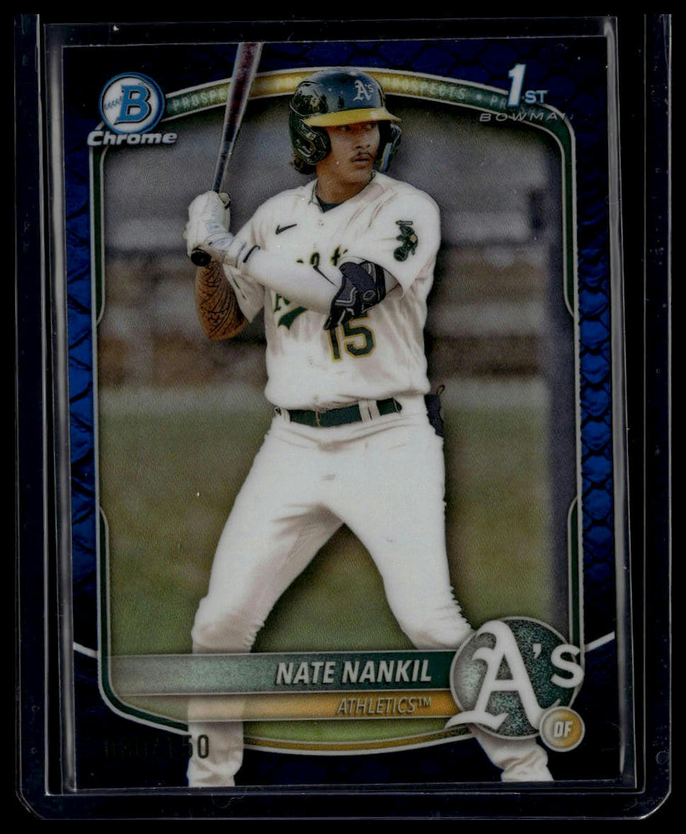 2025 Bowman #BCP-102 Nate Nankil Chrome Prospects Reptilian Blue Refractor #/150
