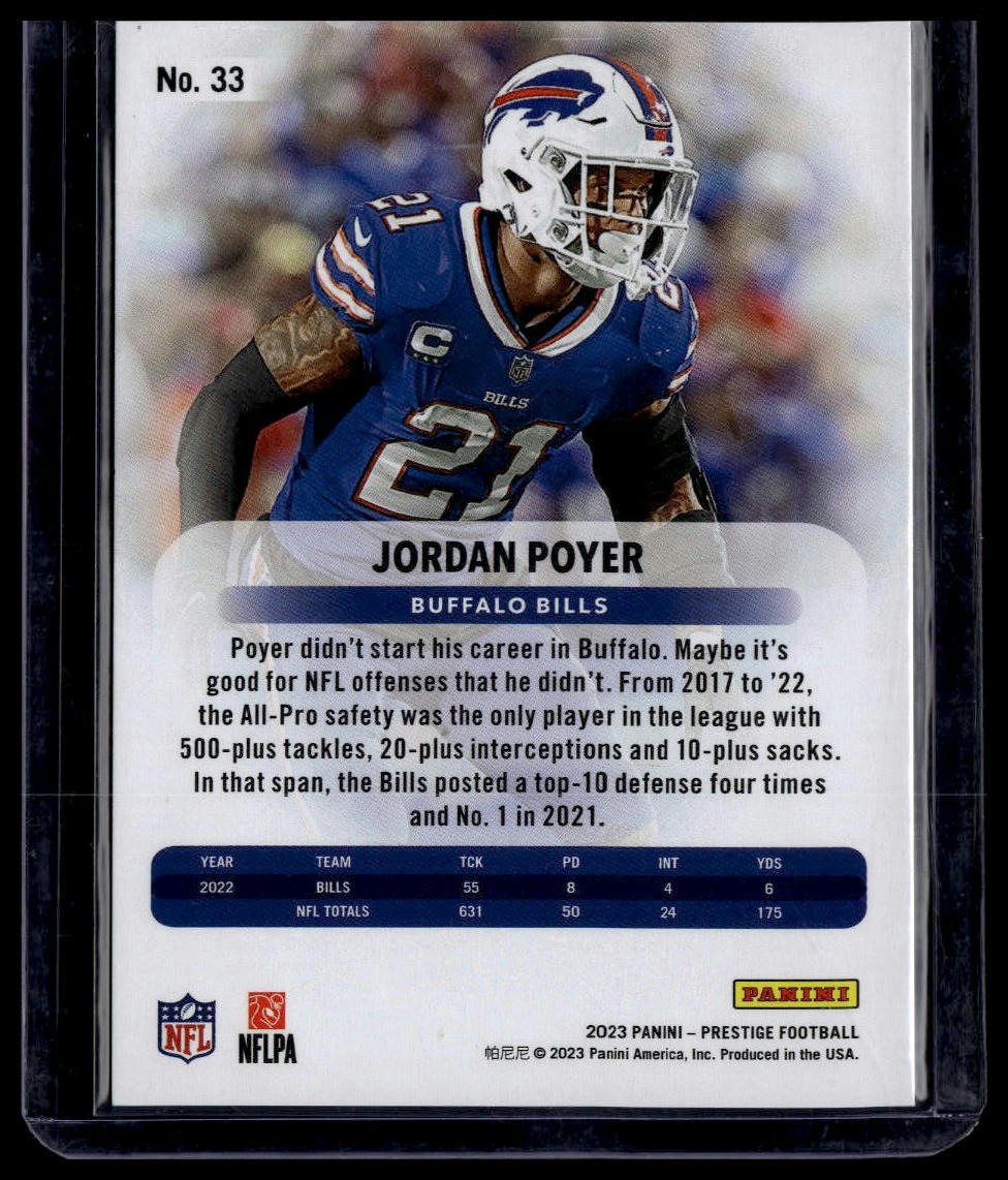 2023 Panini Prestige #33 Jordan Poyer Xtra Points Blue #/399