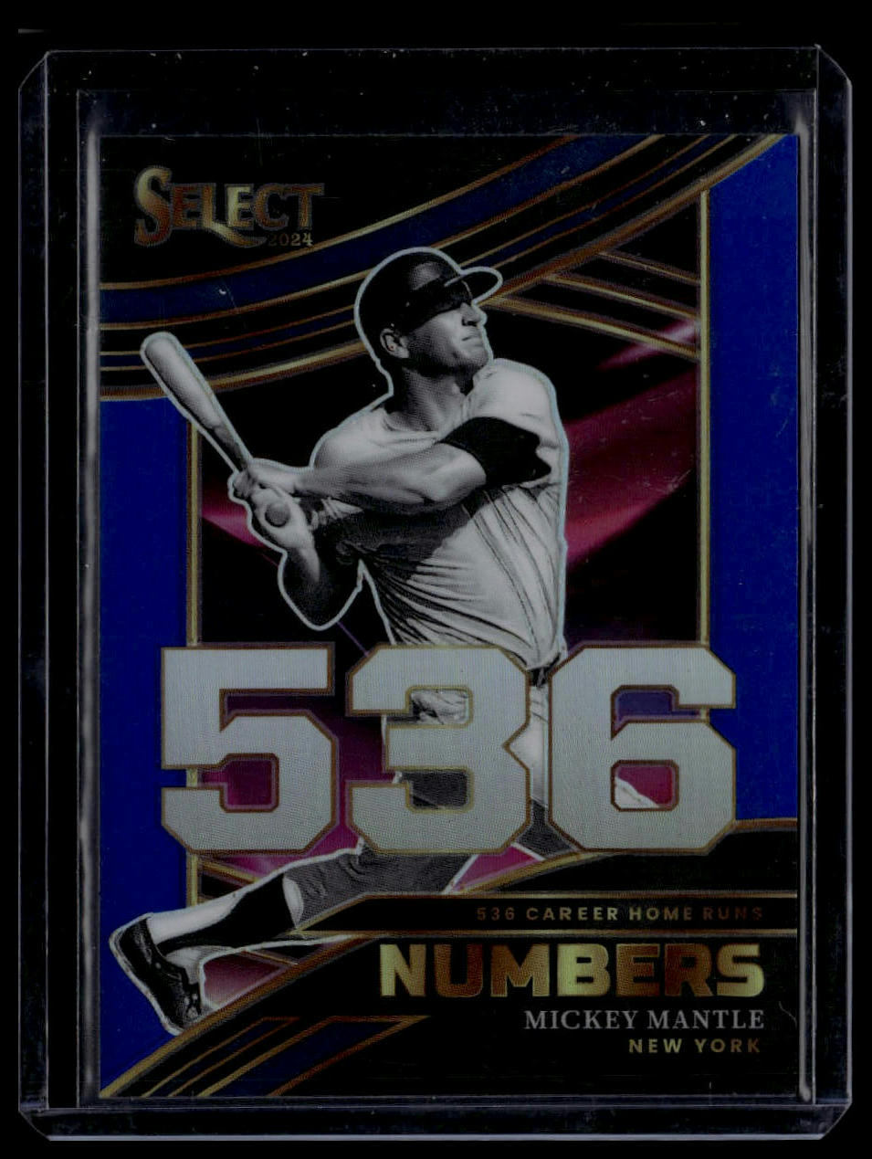 2024 Panini Select #16 Mickey Mantle Select Numbers Blue Prizms #/49