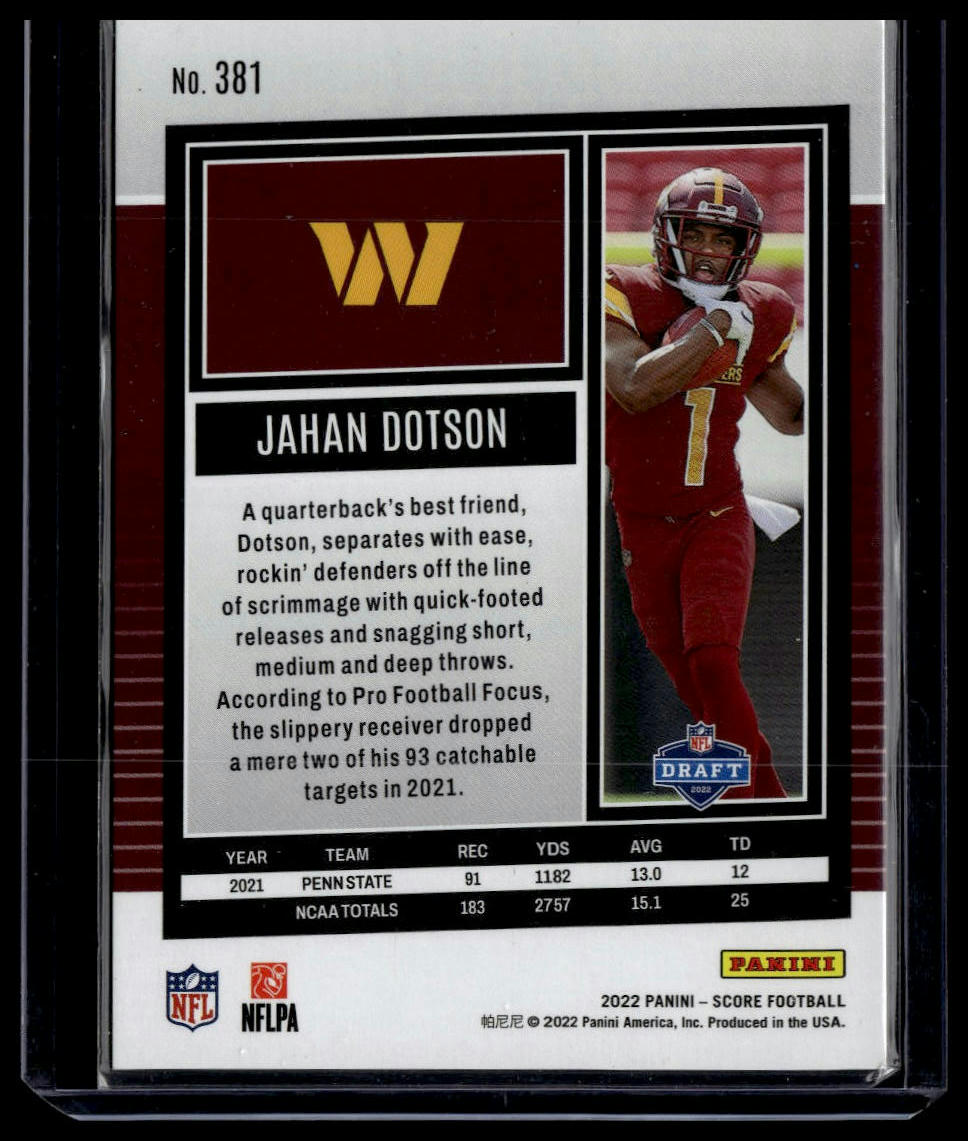2022 Score #381 Jahan Dotson Dots Gold #/225