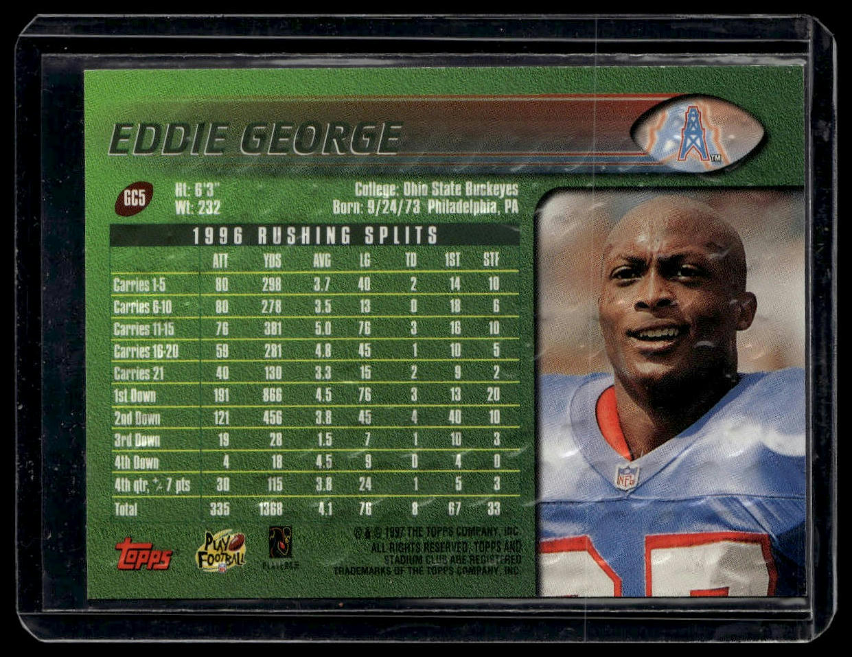 1997 Stadium Club #GC5 Eddie George Offensive Strikes