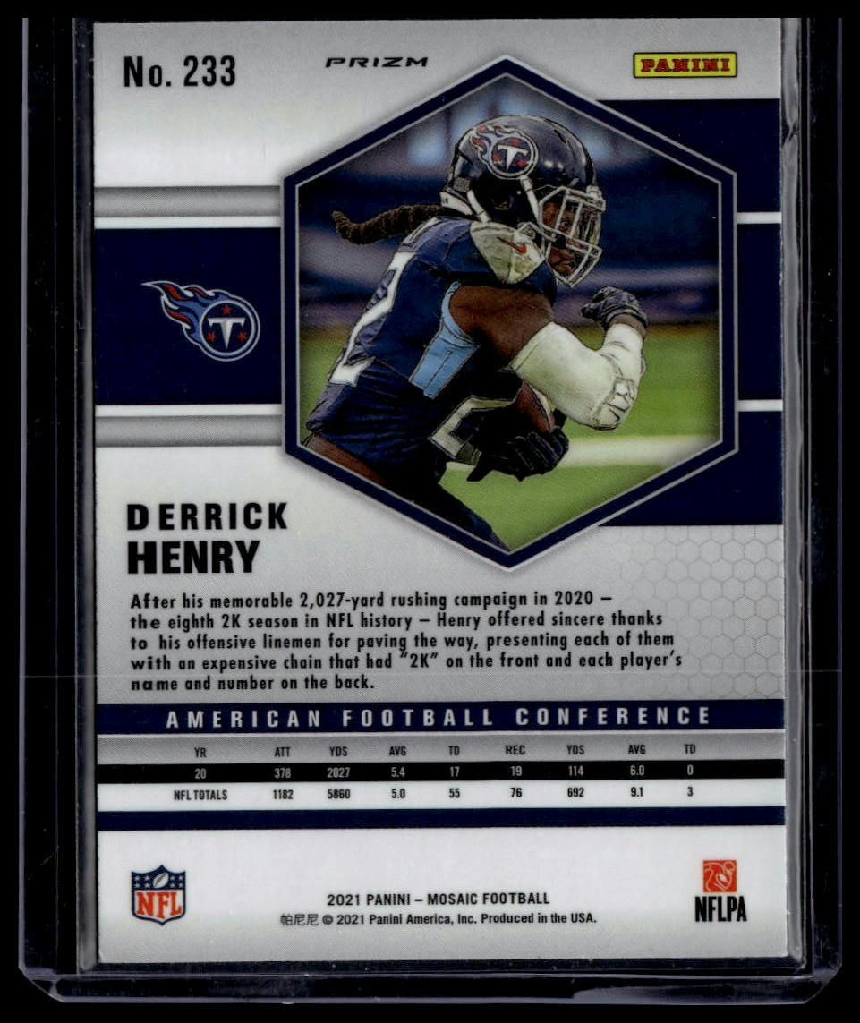 2021 Panini Mosaic #233 Derrick Henry Prizm Reactive Blue