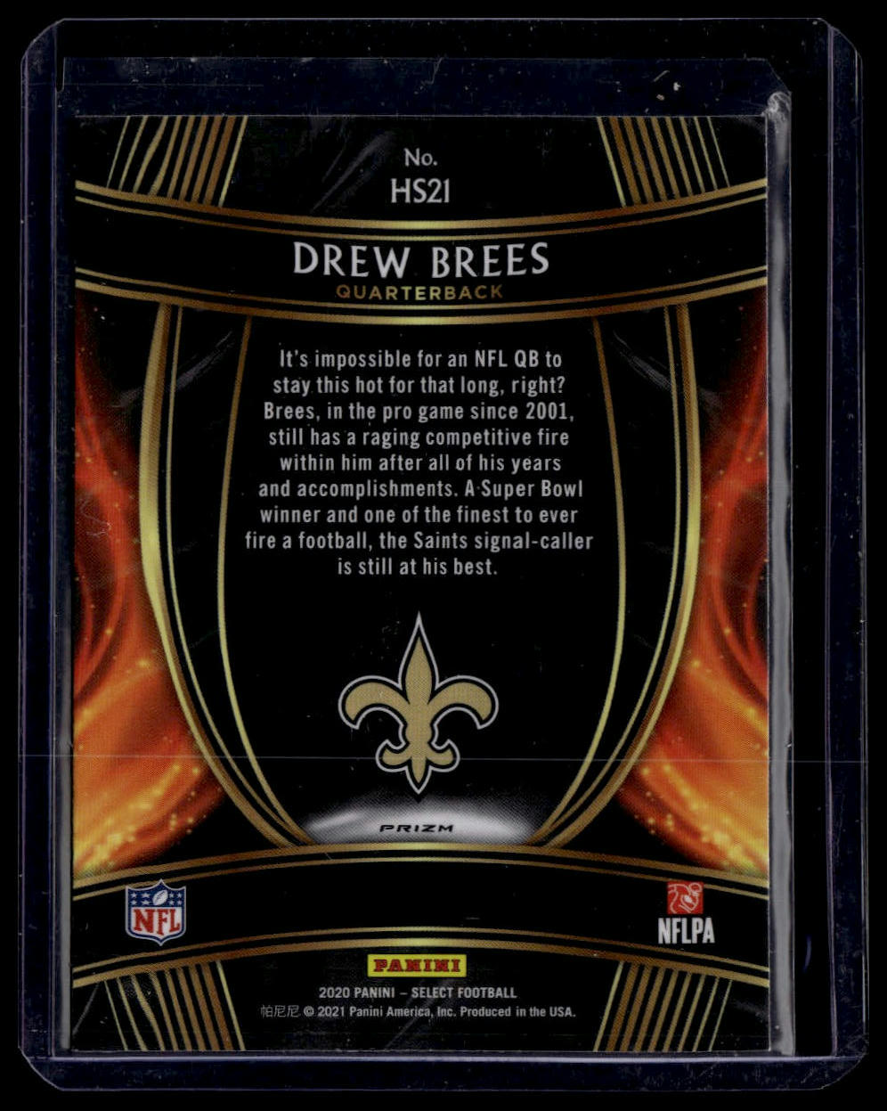 2020 Panini Select #HS21 Drew Brees Hot Stars Prizm