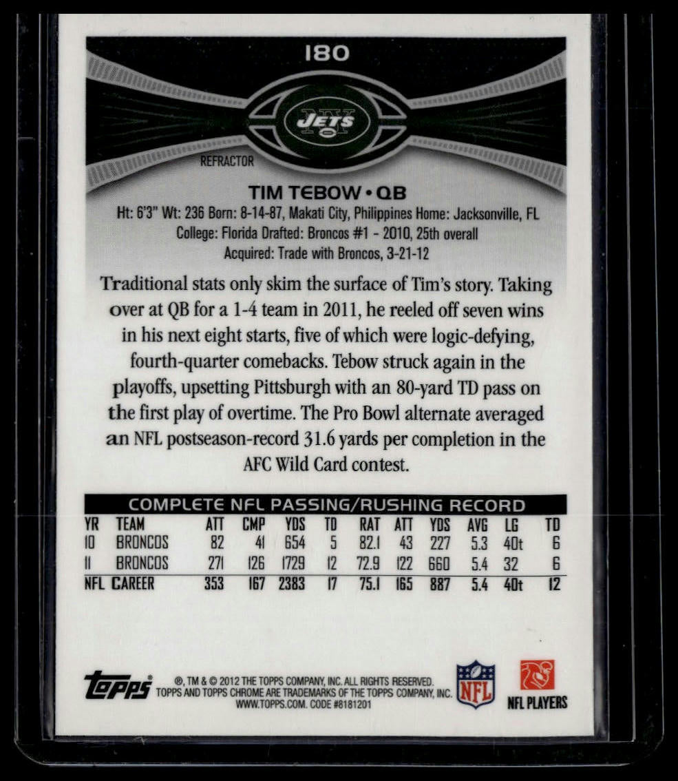 2012 Topps Chrome #180 Tim Tebow Refractors