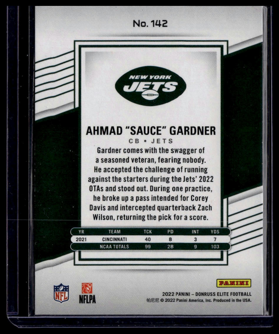 2022 Donruss Elite #142 Ahmad "Sauce" Gardner Pink