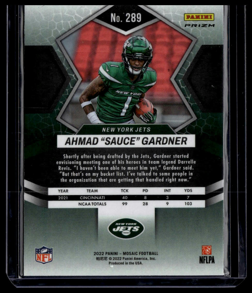 2022 Panini Mosaic #289 Ahmad "Sauce" Gardner Mosaic Green